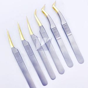 Pinzas de extensión de pestañas japonesas sostenibles de acero inoxidable al por mayor logotipo personalizado punta dorada agarre fuerte Tipo de Volumen - Product Image 6