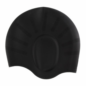 Gorro de natación de silicona unisex para adultos, talla grande, impermeable, color negro sólido, para deportes acuáticos - Product Image 1
