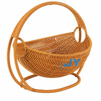 Panier à pain ovale en rotin PP, plateau de présentation de fruits, panier de service pour hôtel, restaurant, collations, avec poignée