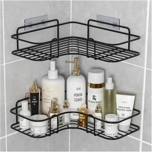 Étagère d'angle murale sans perçage pour salle de bain, panier de rangement de haute qualité pour accessoires de douche - Product Image 4