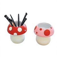 Porte-crayons en vinyle en forme de champignon mignon pour bureau d'étudiant et rangement de bureau à domicile – Design esthétique