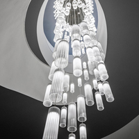 Lustre suspendu pour escalier en cristal, idéal pour villa duplex, salon rotatif, marches creuses, lustre en cristal extra-long.