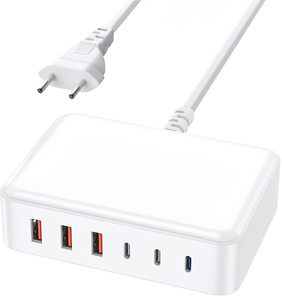 Cargador de Pared USB-C de 100W y 6 Puertos con Cable, 3 Puertos USB-C + 3 Puertos USB-A, Carga Rápida para iPhone, MacBook, iPad y Otros Dispositivos, Enchufe Europeo - Product Image 1