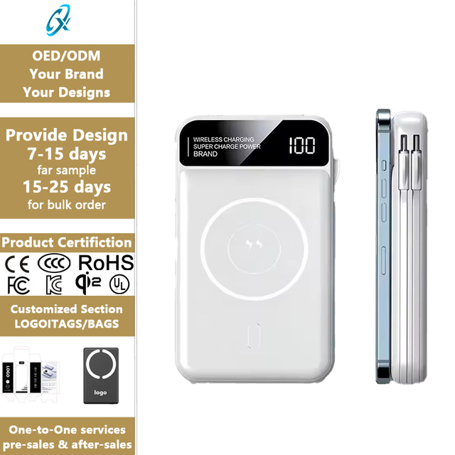 Multi-purpose 10000mah Strong Magnet Wireless Charger Power Bank 22.5W Fast Charging Compatible Phone Tablets Watch Custom Logo