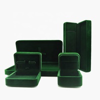 Ensemble de boîtes d'emballage de bijoux personnalisées de luxe pour mariage, en velours vert, avec logo personnalisé, pour bague, pendentif, bracelet, collier