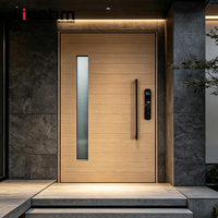 Porte d'entrée en acier Minebm de style américain classique avec bandes de sécurité antivol, porte pivotante en aluminium et bois