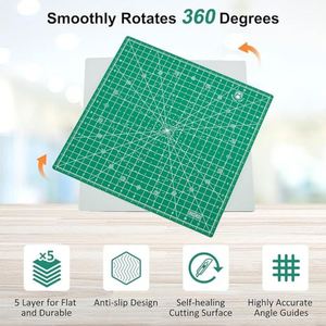 12" X 12" Carré 360. Tapis de découpe rotatif auto-cicatrisant avec mécanisme de verrouillage innovant pour le quilting et la couture - Product Image 4