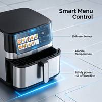 Friteuse à air numérique intelligente moderne, carrée, sans huile, à économie d'énergie, 10-en-1, avec écran, grande capacité 6,5 L