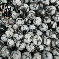Perles en pierre d'obsidienne flocon de neige naturelle ronde de 4 à 12 mm en gros, perles en pierre d'obsidienne flocon de neige noire naturelle en vrac