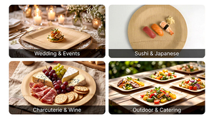 Assiettes jetables personnalisées en bambou biodégradable et écologique à faible MOQ pour mariages et traiteurs aériens - Product Image 4