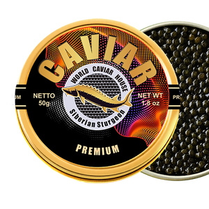 Étiquette personnalisée pour couvercle de boîte de <span class=keywords><strong>caviar</strong></span> noir avec estampage à chaud doré, impression dégradée, découpe mat pour emballage de boîte de <span class=keywords><strong>caviar</strong></span> - Product Image 1