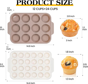 MUYULINS Factory Beige 12-Cup LFGB Non-Stick BPA Free Metal Reinforced Frame <b>Silicone</b> Cupcake Pan Muffin Tray <b>Baking</b> Mold - Product Image 5