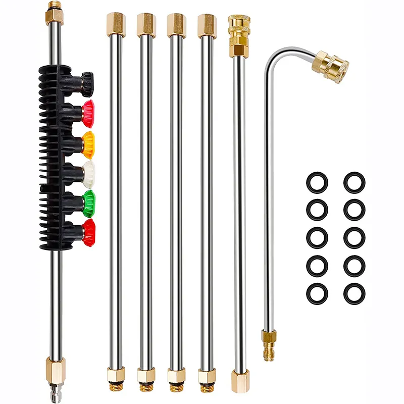 Tongkat Pencuci Ekstensi Tekanan Tinggi dengan 6 Ujung Mulut Semprot, Tongkat Pencuci Daya Sistem Irigasi Mobil Penyiraman 4000PSI