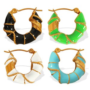 Ensemble de bijoux plaqué or 18 carats, boucles d'oreilles demi-rondes en forme de goutte d'huile européennes, colliers en turquoise bleue, perles d'eau douce et pierres œil de tigre - Product Image 4