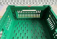 ZNKIA Gris, Caisse de Rangement en Plastique Pliable et Empilable, 500x330x170mm, Style Maille Aérée, Capacité 12-15kg, pour Fruits