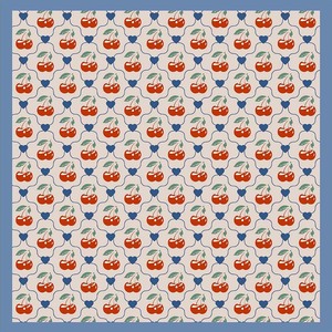 70x70cm Cherry Print Polyester <b>Square</b> <b>Scarf</b> Cute Fruit Pattern Neck <b>Scarves</b> for Women Spring Summer Autumn - Product Image 3