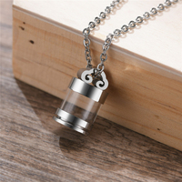 Vente en gros 13*22mm Acier Inoxydable Mini Bouteille En Verre Pendentif Collier Argent/Or/Noir Parfum Bouteille En Verre Collier