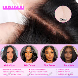 Grosir wig rambut manusia Frontal Full Hd tanpa lem Natural untuk wanita hitam wig gelombang air renda depan wig rambut Virgin mentah - Product Image 5