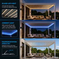 Pergola autoportante en aluminium MEXIN avec toit à lames orientables, idéale pour jardin, gazebo, terrasse, auvent extérieur, cour arrière, villa