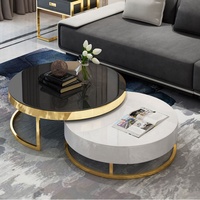 Meubles de salon, table basse moderne, table basse de luxe dorée à finition brillante, ensemble de table basse