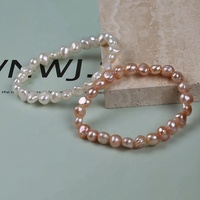 Bracelet en perles d'eau douce naturelles de forme baroque de 8-9 mm pour femmes, cadeau