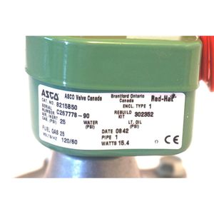 Vanne à gaz solénoïde Asco 1 pouce normalement fermée 8215B50 en aluminium - Product Image 3