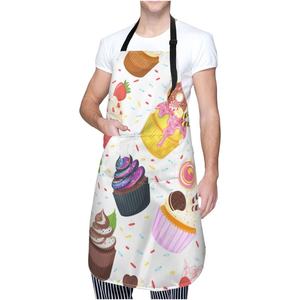 Tablier de cuisine 100% coton pour femmes hommes avec poches icônes pain de blé Oxford tablier de cuisine en tissu avec cou réglable - Product Image 2