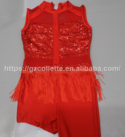 Costume de danse OEM pour filles, justaucorps sans manches, justaucorps de gymnastique rythmique à paillettes pour enfants, costumes de danse une pièce