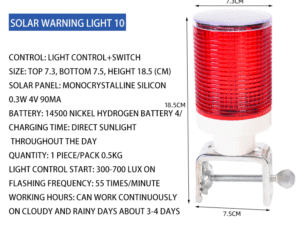Luce di Segnalazione LED Solare Stroboscopica per Coni Stradali, Alta Luminosità, Impermeabile, Faro di Avvertimento LED per Coni Stradali - Product Image 5