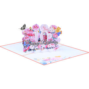 Tarjeta de Felicitación Pop-up con Corte Láser para Cumpleaños 100, 30, 60, 80, Tarjeta de Feliz Cumpleaños 3D con Nota en Blanco y Sobre - Product Image 1