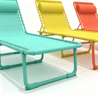 Nouvelle chaise longue de plage légère pour l'extérieur, design 4 positions, structure en acier inoxydable, chaise longue pliante en maille respirante