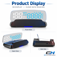 HUD OBD2 large format 18:9, imagerie flottante 3D avec lumière ambiante RVB, 6 alarmes et luminosité automatique à 10 niveaux pour toutes les voitures OBDII