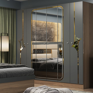 Ensemble de meubles de chambre à coucher en MDF de luxe à prix abordable, lit king-size moderne pour appartement et maison - Product Image 6
