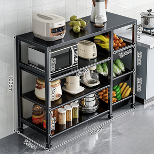 MIXWARES Scaffale da <span class=keywords><strong>Cucina</strong></span> Moderno Pieghevole <span class=keywords><strong>a</strong></span> Quattro Ripiani <span class=keywords><strong>con</strong></span> Ruote Girevoli, Mensole in Metallo per Uso Domestico - Product Image 4