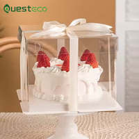 Boîte à gâteau transparente en PET de qualité supérieure, emballage en plastique avec couvercle transparent pour mariage, anniversaire, pâtisserie, dessert à emporter