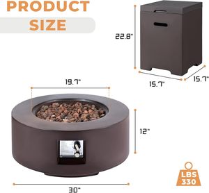 2-Piece <b>Gas</b> <b>Fire</b> <b>Pit</b> <b>Outdoor</b> Propane Firepit Table Concrete <b>fire</b> <b>Pit</b> with Weather-Resistant <b>Pit</b> Cove Mail order packing - Product Image 2