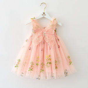 2025 nuovo <span class=keywords><strong>vestito</strong></span> <span class=keywords><strong>farfalla</strong></span> per bambini estate ragazze soffice abiti in garza da festa in Chiffon a fiori <span class=keywords><strong>vestito</strong></span> da bambina - Product Image 4