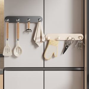 Crochet mural magnétique multifonctionnel <span class=keywords><strong>sans</strong></span> perçage à 5 crochets pour porte de réfrigérateur de cuisine et salle de bain, idéal pour manteaux et chapeaux sur porte d'entrée - Product Image 4