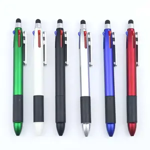 Goede Kwaliteit Reclame Balpen 3 Kleuren Inkt Pen Multi-Gekleurde Plastic Stylus Pen