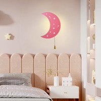 Veilleuse pour enfants à piles, lampe murale lune et nuage sans fil, lumière de chevet créative pour enfants