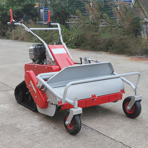 Cortadora de Césped Manual con Orugas de Goma y Ruedas Universales, Motor Rojo, Máquina Cortadora de Césped - Product Image 2
