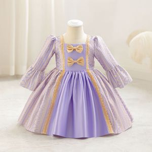 Abito da <span class=keywords><strong>Cerimonia</strong></span> per Bambina Stile Principessa con Fiocco e Gonna in Tulle, Maniche Lunghe, per Primo Compleanno, Disponibile - Product Image 2