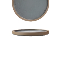 Assiette à dîner vintage en porcelaine, assiette ronde à bordure, couleur unie, plat peu profond pour pâtes, steak, dessert