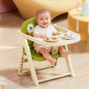 เก้าอี้สูงสำหรับเด็กแบบพกพาพับได้เก้าอี้พลาสติกพร้อมถาดสำหรับเด็กอายุ 2-4 ปีมัลติฟังก์ชั่นการออกแบบกันลื่นแบบหนา - Product Image 5