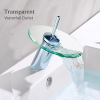 Robinet de lavabo en laiton et verre, finition électrolytique, monocommande à montage sur plan, mitigeur de sortie d'eau transparente de qualité supérieure