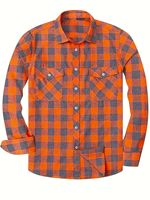 Großhandel Herren Baumwoll-Flanell Kariertes Hemd Langarm Doppeltaschen Rot-Schwarz Büffelkaro Lässiges Knopfleistenhemd OEM