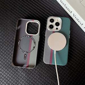 Cho Kevlar Mô Hình Từ Trường Hợp Đối Với iPhone 16 <span class=keywords><strong>Pro</strong></span> Max Carbon Fiber Sang Trọng Điện Thoại Grip Drop-Resistant Bảo Vệ Trường Hợp Apple 15 - Product Image 3