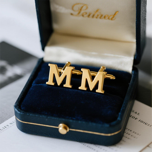 Mancuernillas con <span class=keywords><strong>Iniciales</strong></span> al por Mayor, Personalizadas en Metal, de la A a la Z, para <span class=keywords><strong>Camisa</strong></span>, con Monograma, Accesorio a Juego, Fábrica Física desde 2004 - Product Image 6