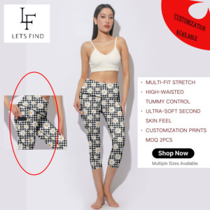 Leggings a Vita Alta con Stampa ad Acquerello Personalizzata per Ragazze, Vendita all'Ingrosso, Casual e Sportivi per Donne - Product Image 1