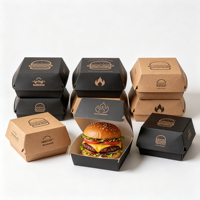 Boîte en carton personnalisée pour la restauration rapide, pliable, pour frites, poulet, hamburgers, à emporter, avec logo imprimé
